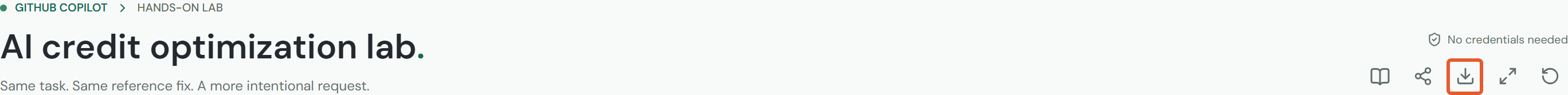 Alternative export control: highlighted download icon beside the page heading.